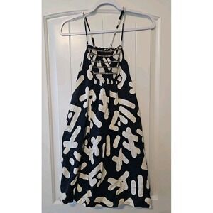 Roxy Mini Dress Women's Large Black/Beige Beaded accent Geometric